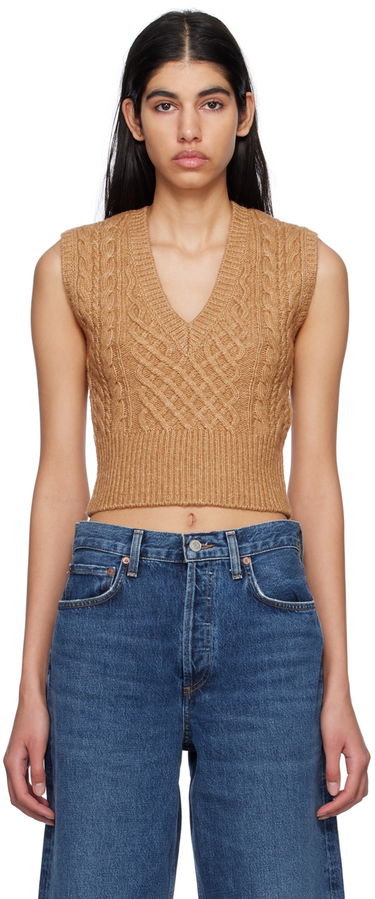 Sweater rag & bone Elizabeth Cable Knit Vest Brun | WAS22HS031SM31, 0