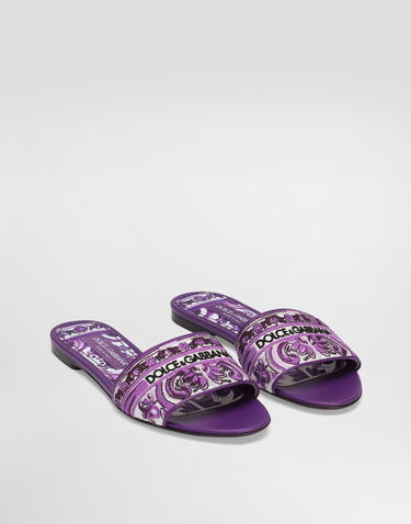 Tilbehør Dolce & Gabbana Dolce & Gabbana Embroidered Slides Lilla | CQ0571AV804I03TN, 1