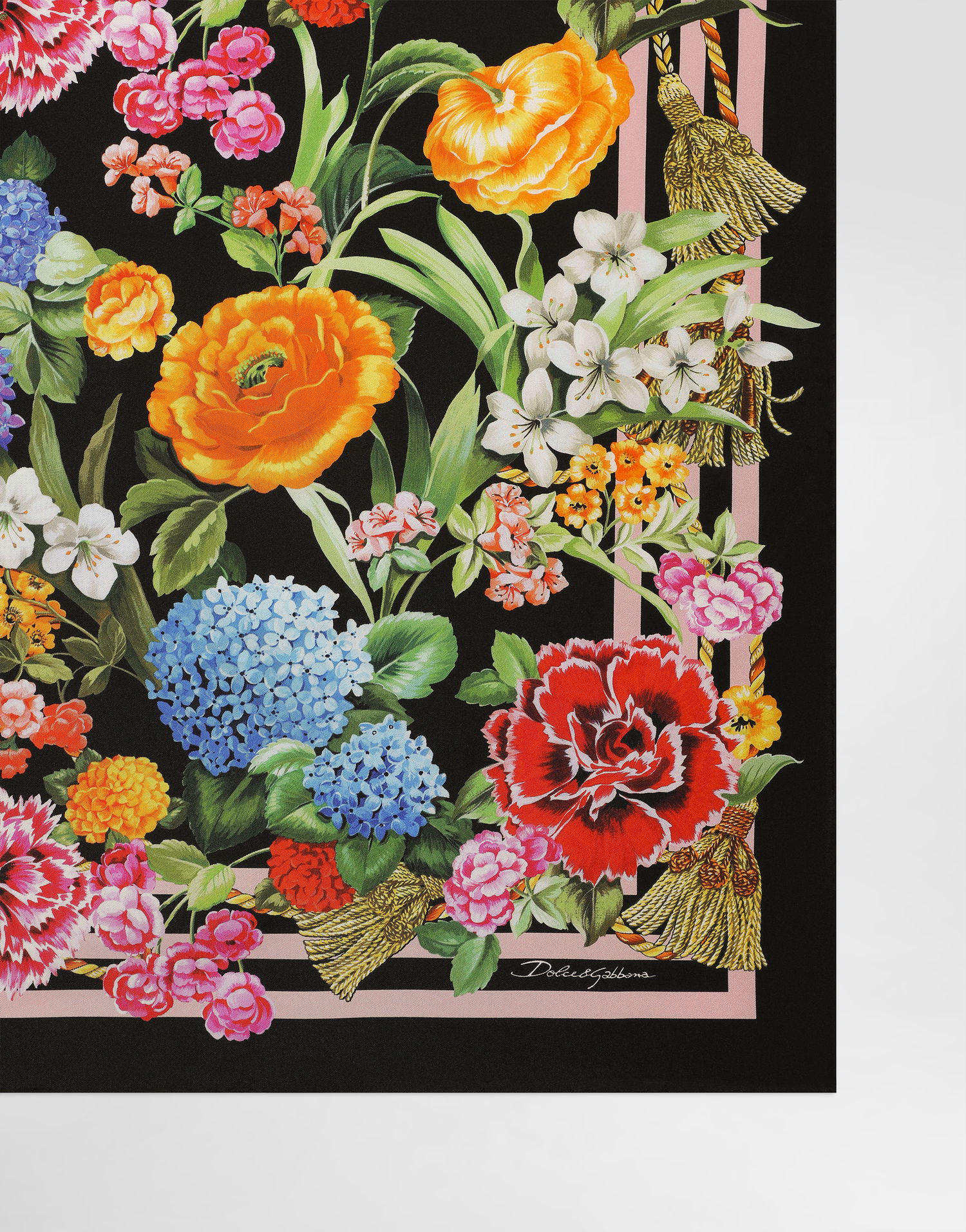 Tørklæde Dolce & Gabbana Dolce & Gabbana Floral Print Silk Twill Square Scarf Sort | FN090RGDCV9H45KU, 1