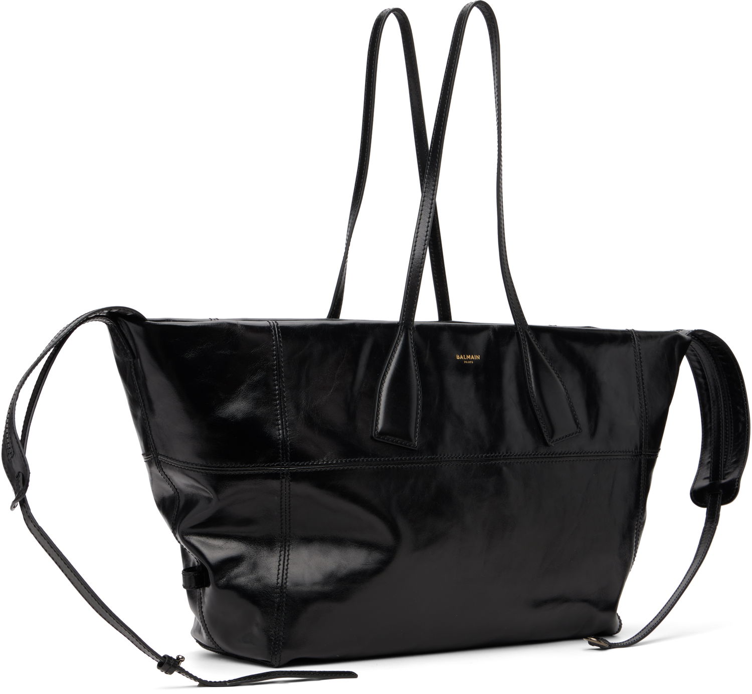 Mulepose Balmain Track Zip Shiny Calfskin Tote Sort | FM1FI271LBFO, 1