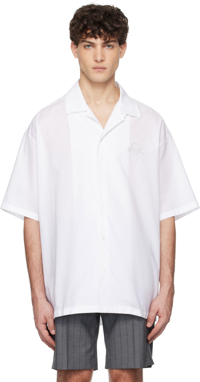 Skjorte Moschino Moschino Laurel Crown Emblem Shirt Hvid | 251ZZA021702341001
