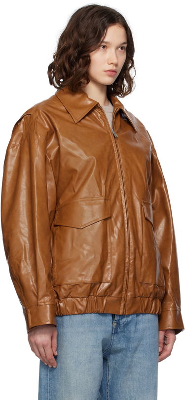 Bomberjakke Maison Margiela MM6 Maison Margiela Oversized Faux-Leather Bomber Jacket Brun | S52AM0325 M35465, 1
