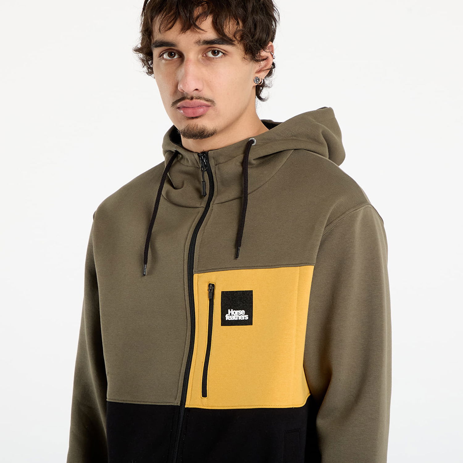 Sweatshirt Horsefeathers Vick Full-Zip Colorblock Hoodie with Chest Pocket Flerfarvet | SM1321M, 1