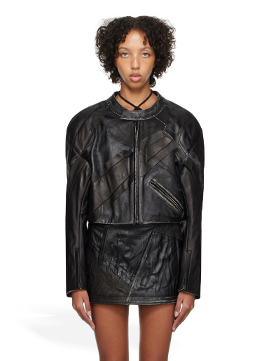 Jakke Acne Studios Patchwork Leather Jacket Sort | A70152-