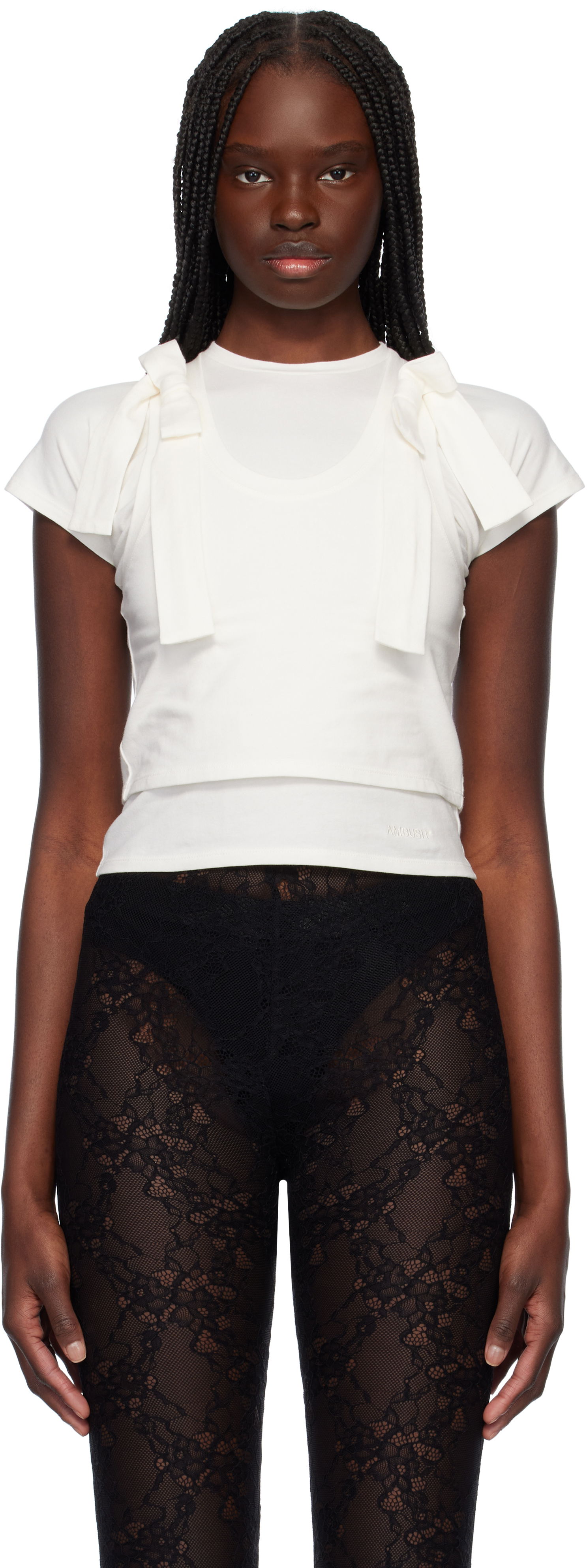 T-shirt Ambush AMBUSH Layered Ribbon Baby Tee Hvid | 12115401, 0
