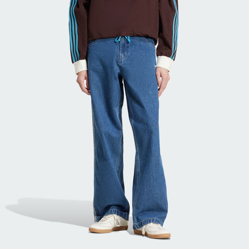 Jeans adidas Performance Adicolor Firebird Denim Wide Leg Pants Blå | JC6234