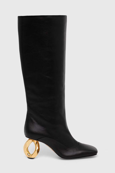 Sneakers og sko JW Anderson Chain Heel Knee High Boots Sort | ANW43020A.999, 1