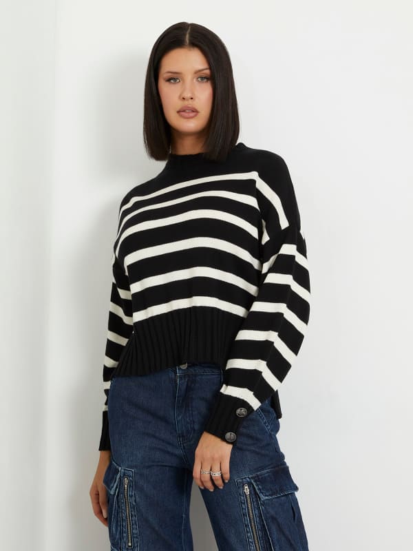 Sweater GUESS Striped Sweater Sort | W4RR45Z37L1, 0