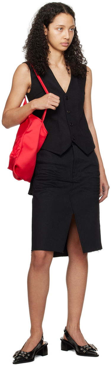 Nederdel We11done We11done Raw Edge Midi Skirt Sort | WD-DS0-24-303-W-BK, 3