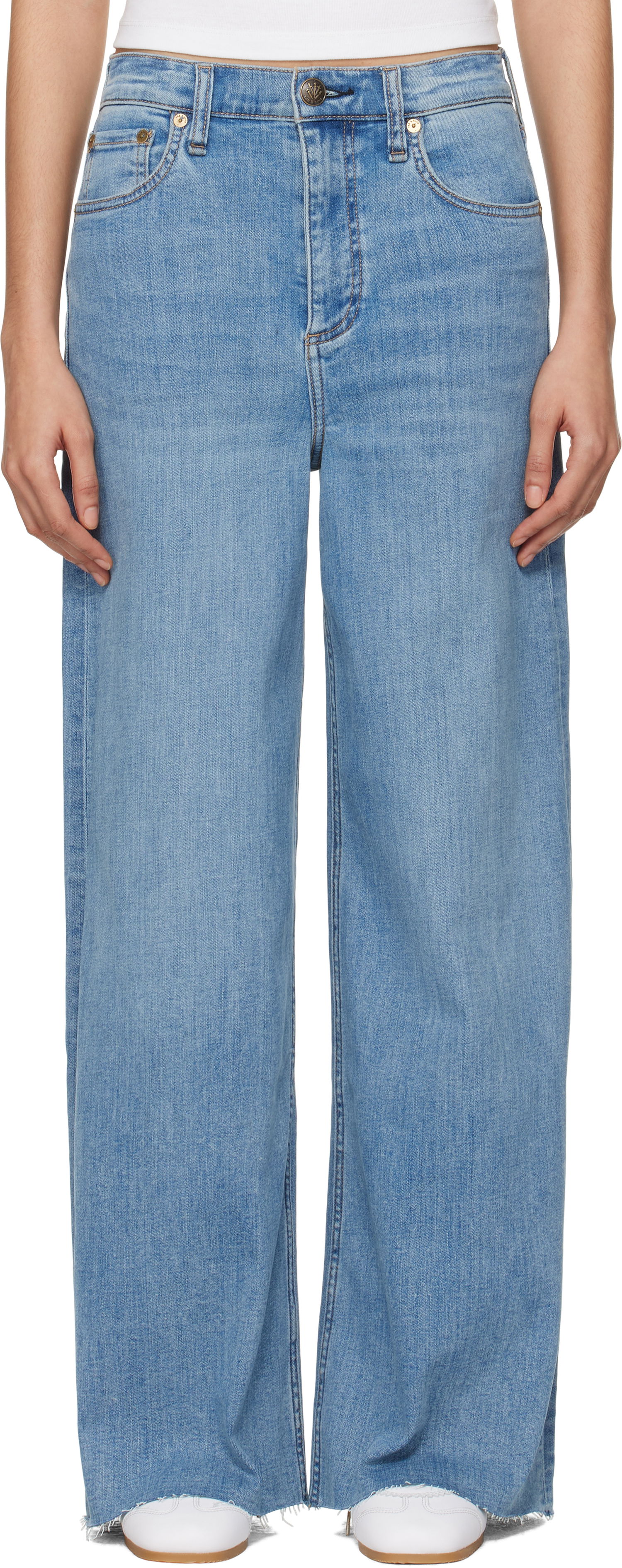 Jeans rag & bone rag & bone 'The Sofie' High-Rise Ultra Wide Ankle Jeans Blå | WDD24F3000FUMO, 0