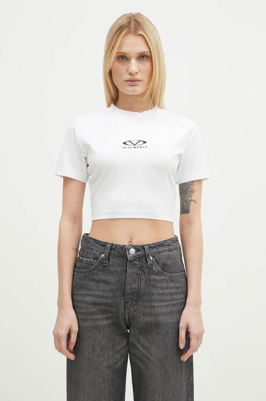 Crop top VETEMENTS VETEMENTS Oval Logo Cropped Fitted T-Shirt Hvid | WA66TR700W, 0