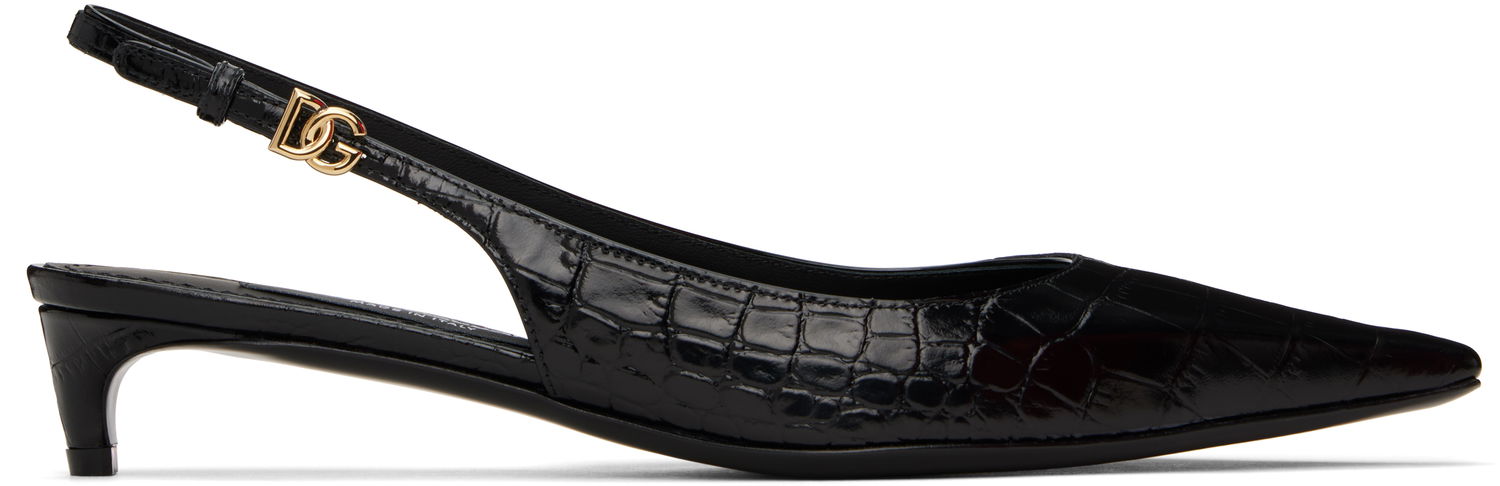 Sneakers og sko Dolce & Gabbana Calfskin Slingback Heels Sort | CG0804 A5491, 0