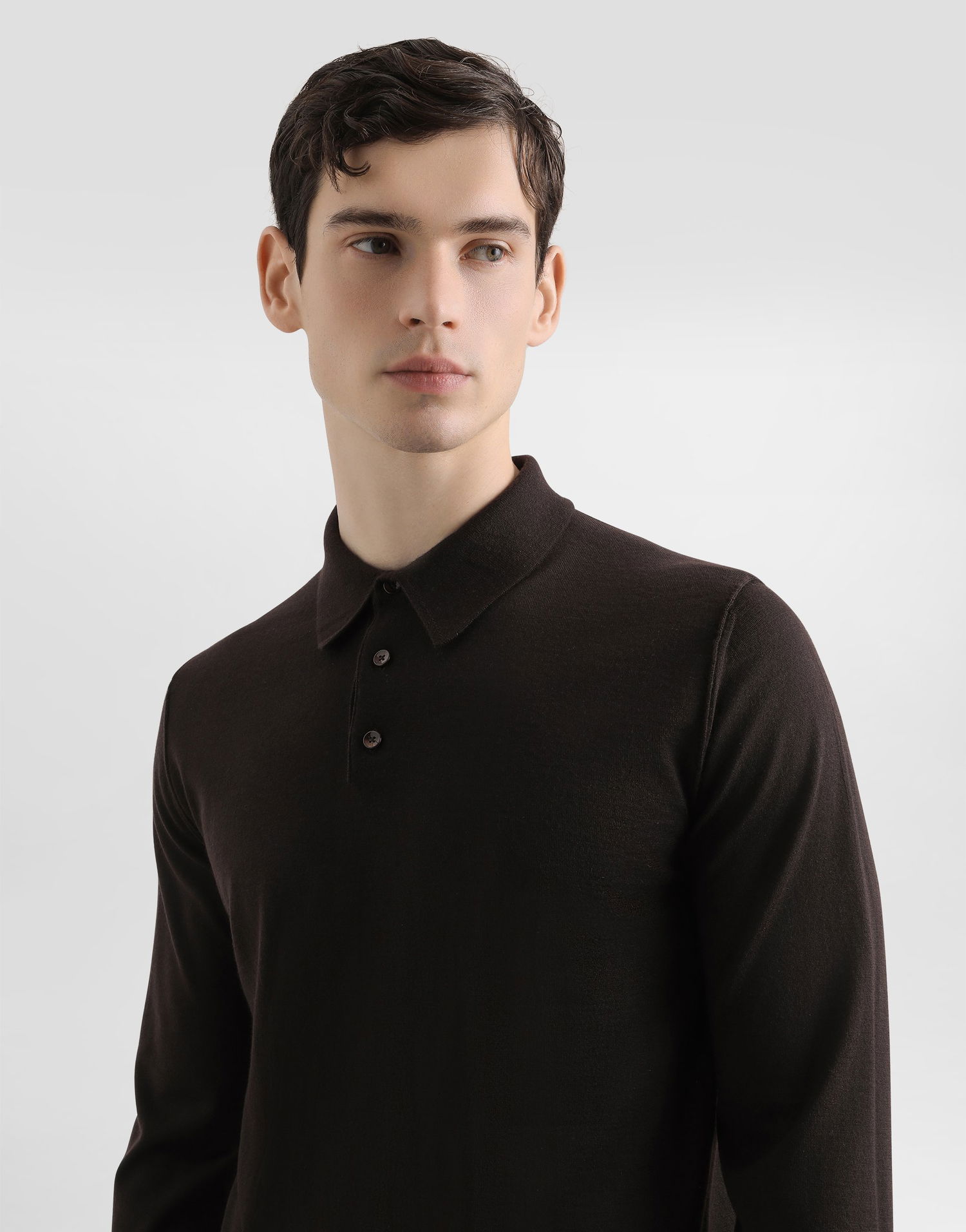 Polo skjorte Dolce & Gabbana Dolce & Gabbana Fine-Gauge Cashmere Long Sleeve Polo Shirt Brun | GXZ25TJBW05M0682, 1