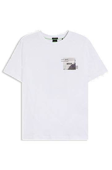 T-shirt BOSS BOSS Relaxed-fit Tee with Reflective Accents Hvid | 50548093
