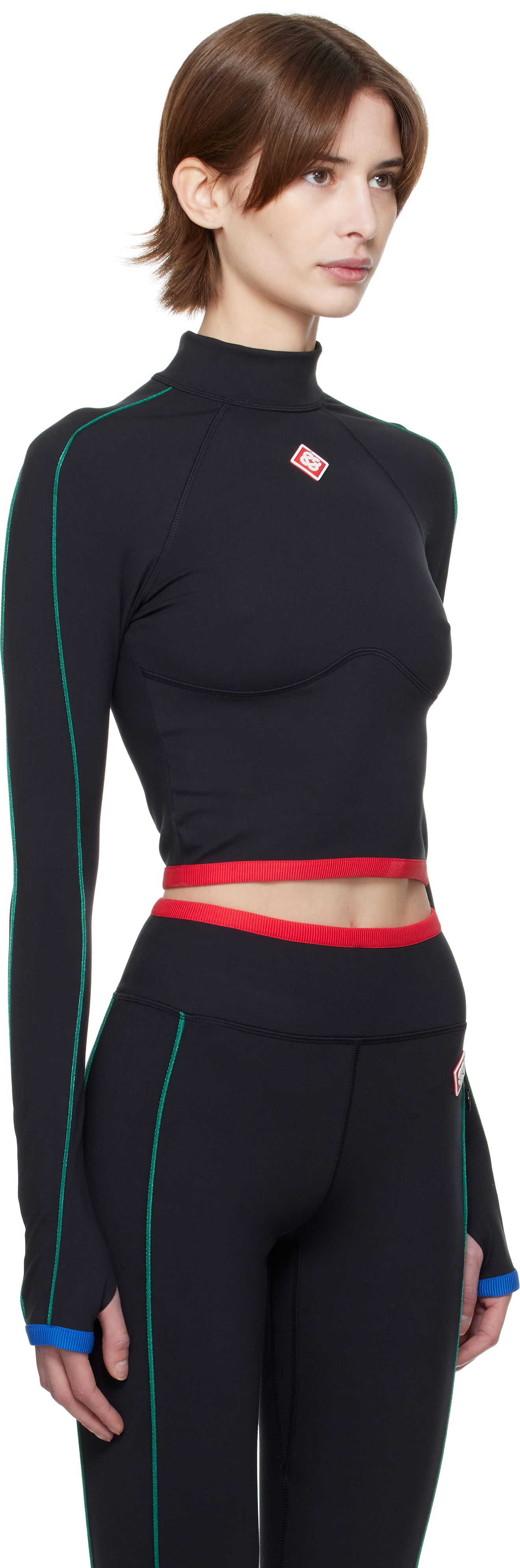 Crop top Casablanca Casablanca Raglan Sleeve Sport Top Sort | WPS25-ACT-027-01, 1