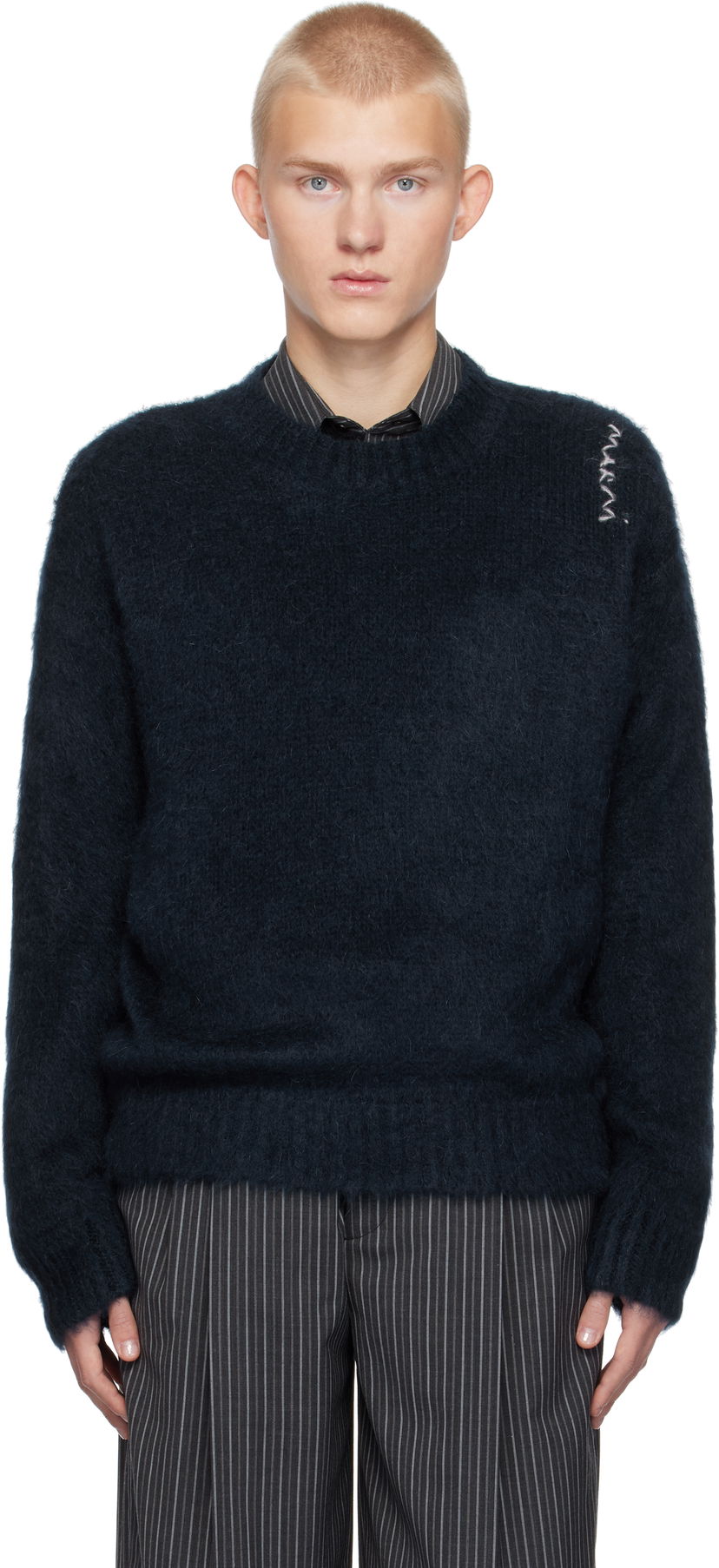 Sweater Marni Fuzzy Wuzzy Sweater Mørkeblå | GCMG0423A0 UFU172
