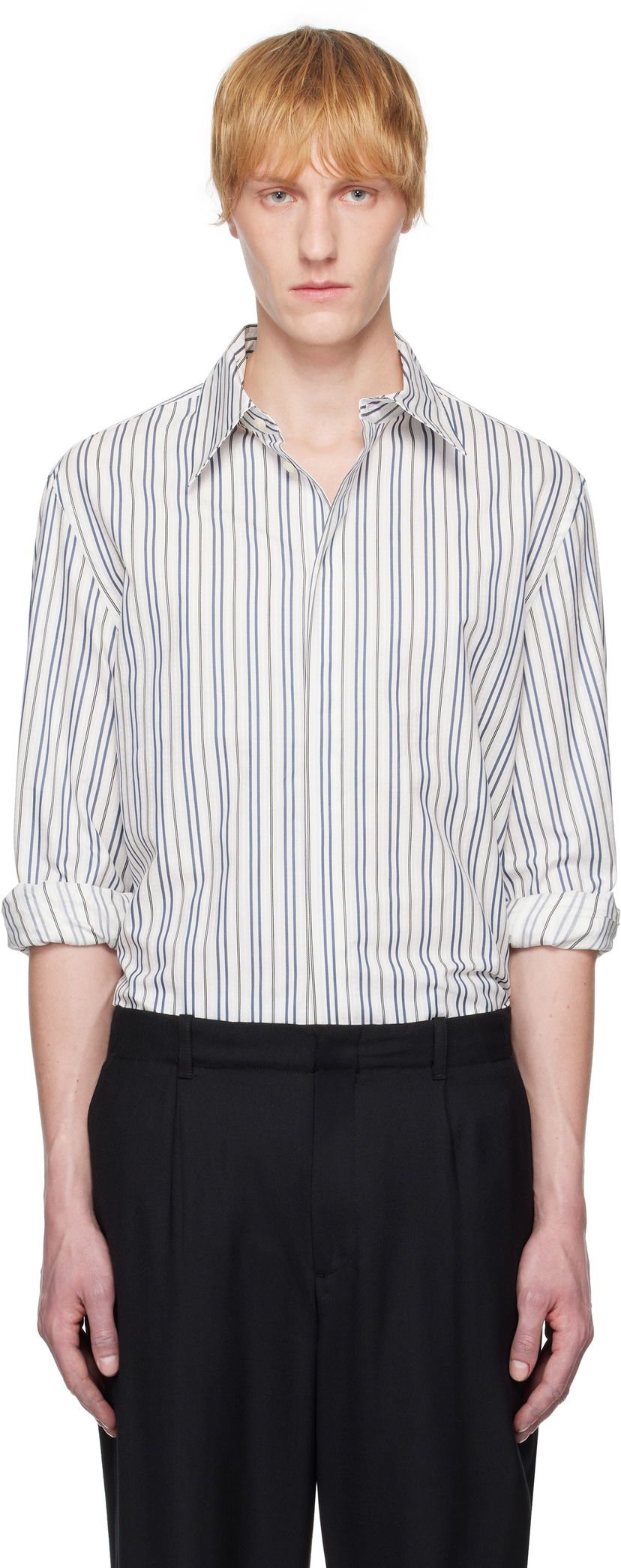 Skjorte Marine Serre Serre Regenerated Striped Poplin Button Up Shirt Hvid | MSI037A DWOV0060