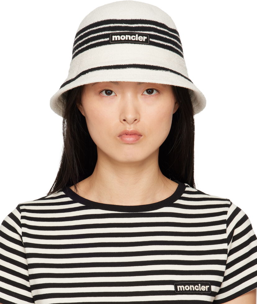 Hat Moncler Moncler Striped Bucket Hat Hvid | K10933B000570U488