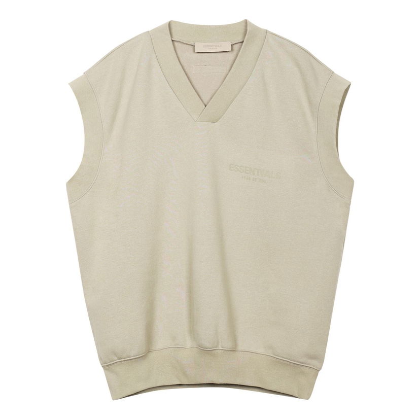 Sweater Fear of God Essentials FW22 V-Neck Vest Beige | FOG-FW22-666