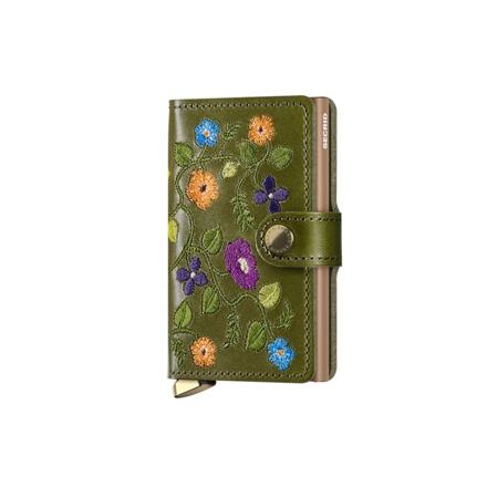 Tegnebog Secrid Floral Embroidered Mini Cardholder Wallet Grøn | MSt-Olive, 0