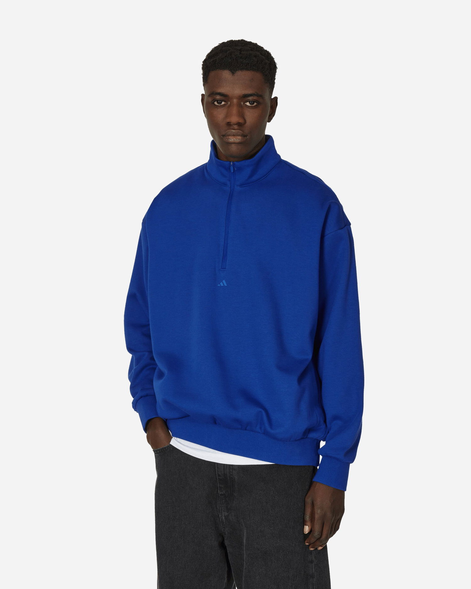 Sweatshirt adidas Originals Basketball Half-Zip Crewneck Sweatshirts Lucid Blue Mørkeblå | IW1624 001, 1
