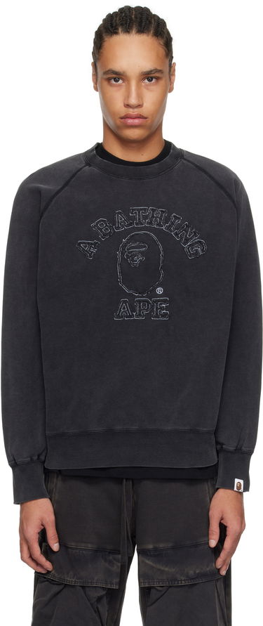 Sweater BAPE Washed Effect Relaxed Fit College Patch Sweatshirt by BAPE Sort | 001SWK801001M, 0