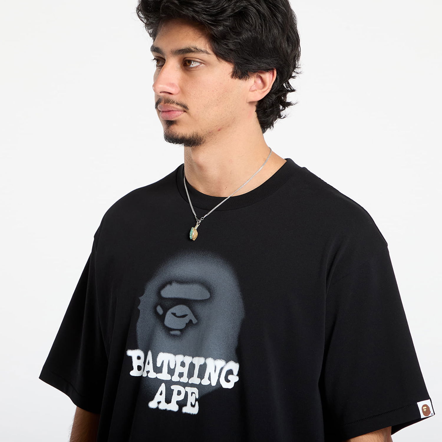 T-shirt BAPE Bathing Ape Logo Relaxed Fit Tee Sort | 001TEL801303MBLK, 1