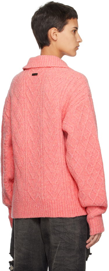 Sweater ADER ERROR Long Sleeve Cable Knit Polo Sweater Lyserød | BMADFWKT0102PK, 2