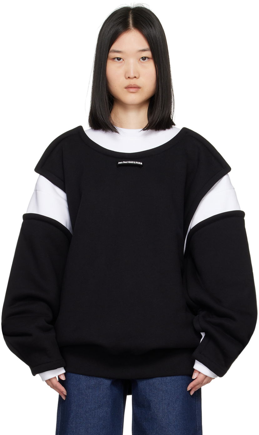Sweatshirt Jean Paul Gaultier Jean Paul Gaultier 'The Petit Grand' Layered Sweatshirt Sort | 24/30-F-SW040-J057-0100