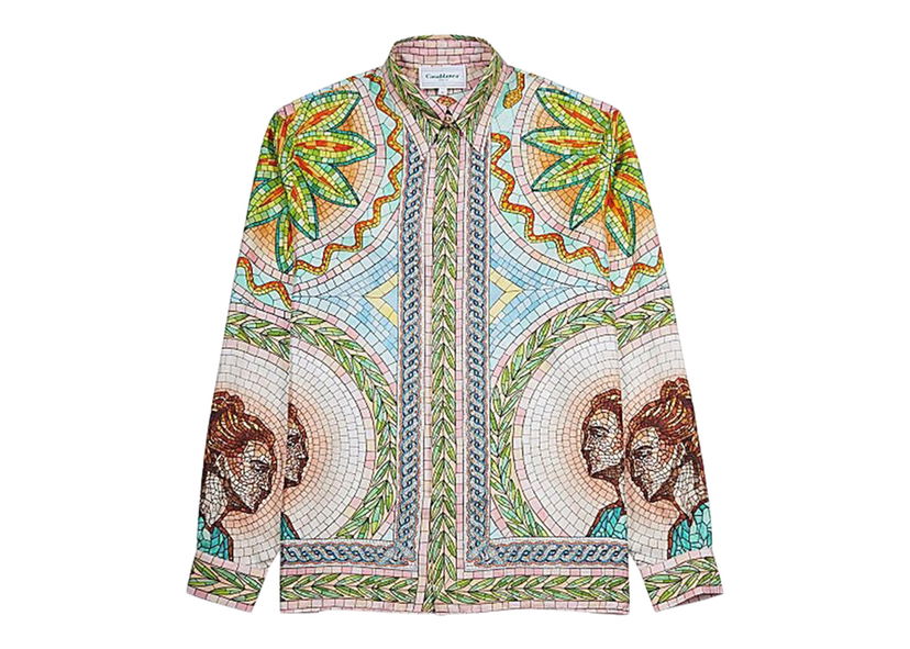 Skjorte Casablanca Mosaics Grecques Silk Twill Shirt Flerfarvet | MF22SH02101