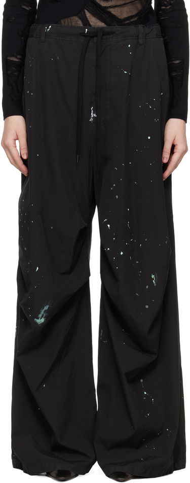 Cargo bukser Maison Margiela MM6 Maison Margiela Light Cotton Poplin Wide Leg Trousers with Paint Splatter Sort | S62KB0240 M35458, 0