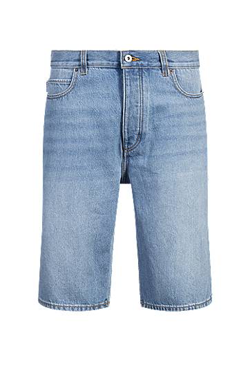 Shorts BOSS Stonewashed Denim Straight-Fit Shorts Blå | 50539816, 0