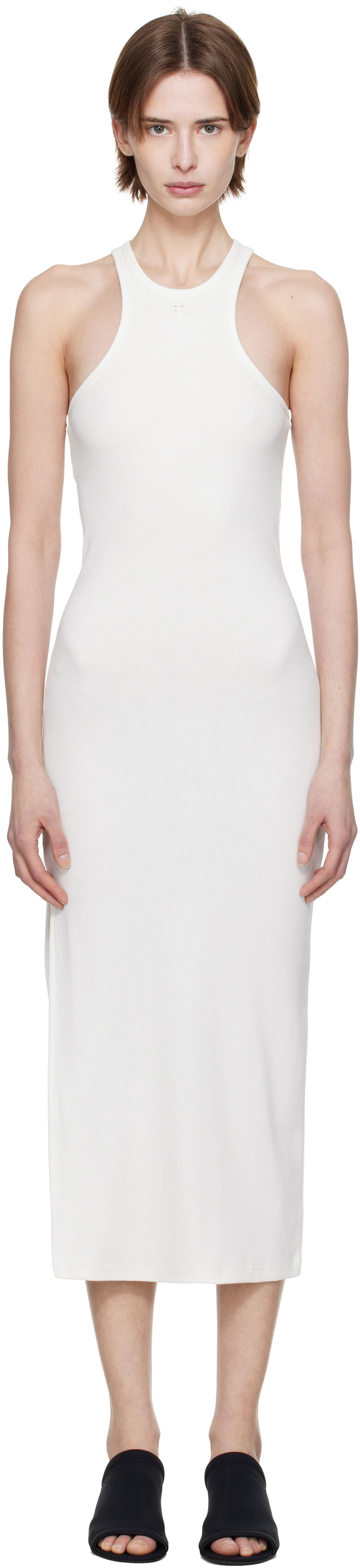 Kjole Courrèges Courrèges Scuba Rib Midi Dress Hvid | 125JRO586JS0194, 0