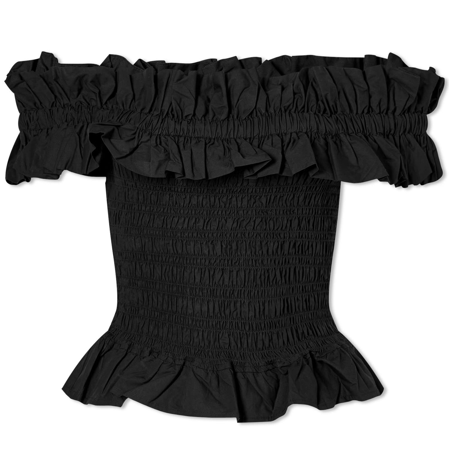 T-shirt GANNI Off-Shoulder Smock Top Sort | F7917-099, 0