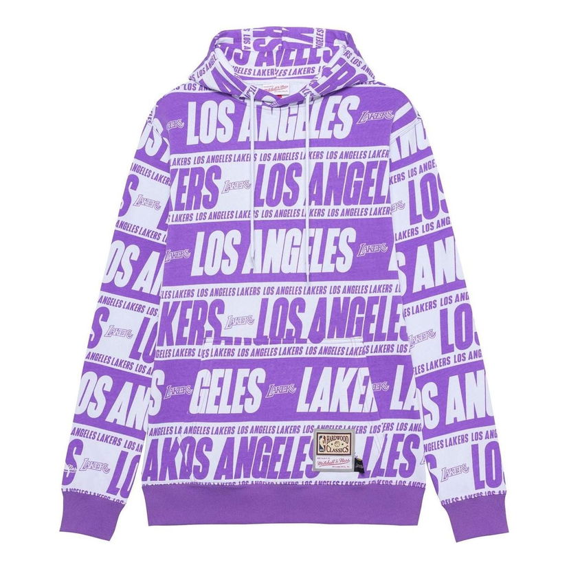 Sweatshirt Mitchell & Ness NBA LA Lakers All Over Print Hoodie Lilla | FPHD4779-LALYYPPPPURP