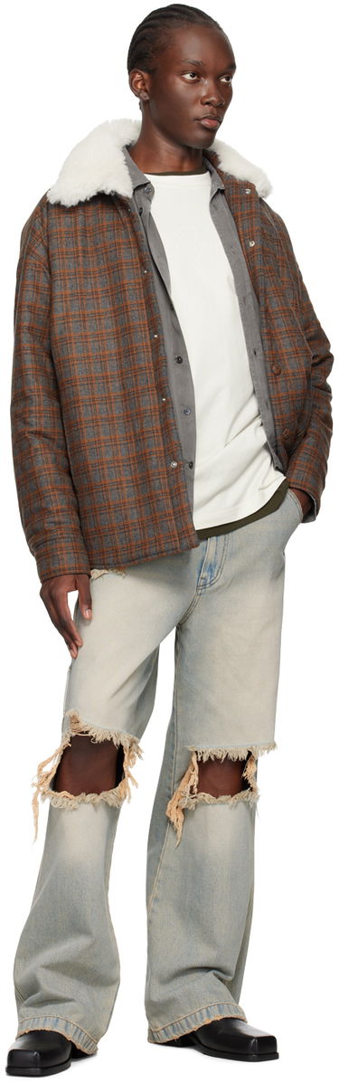 Jakke We11done We11done Insulated Plaid Faux-Shearling Jacket Brun | WD-SH2-24-170-M-BR, 3