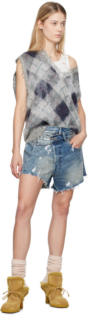 Sweater R13 R13 Oversized Argyle Vest Grå | R13WY244-Y058B, 3