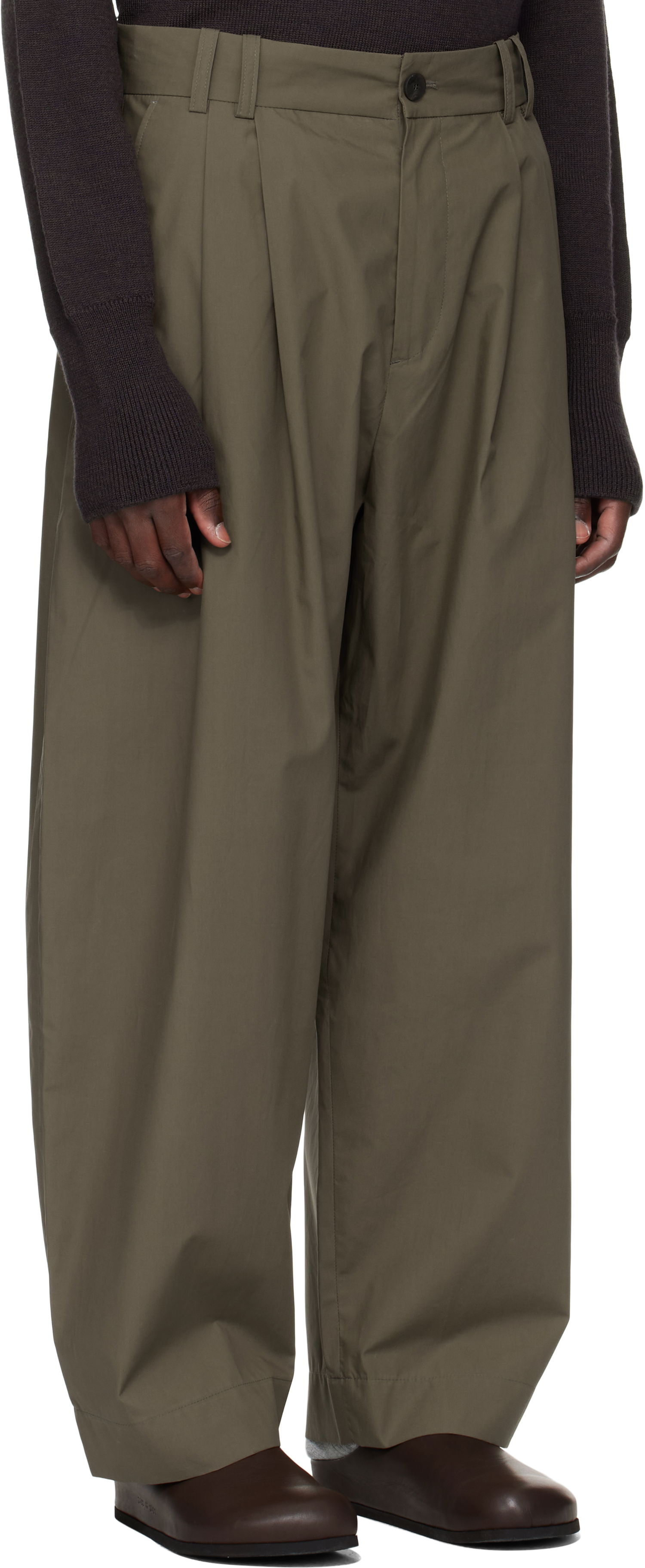 Bukser Studio Nicholson Studio Nicholson Yale Pleated Trousers Grøn | YALE SNM - 788, 1
