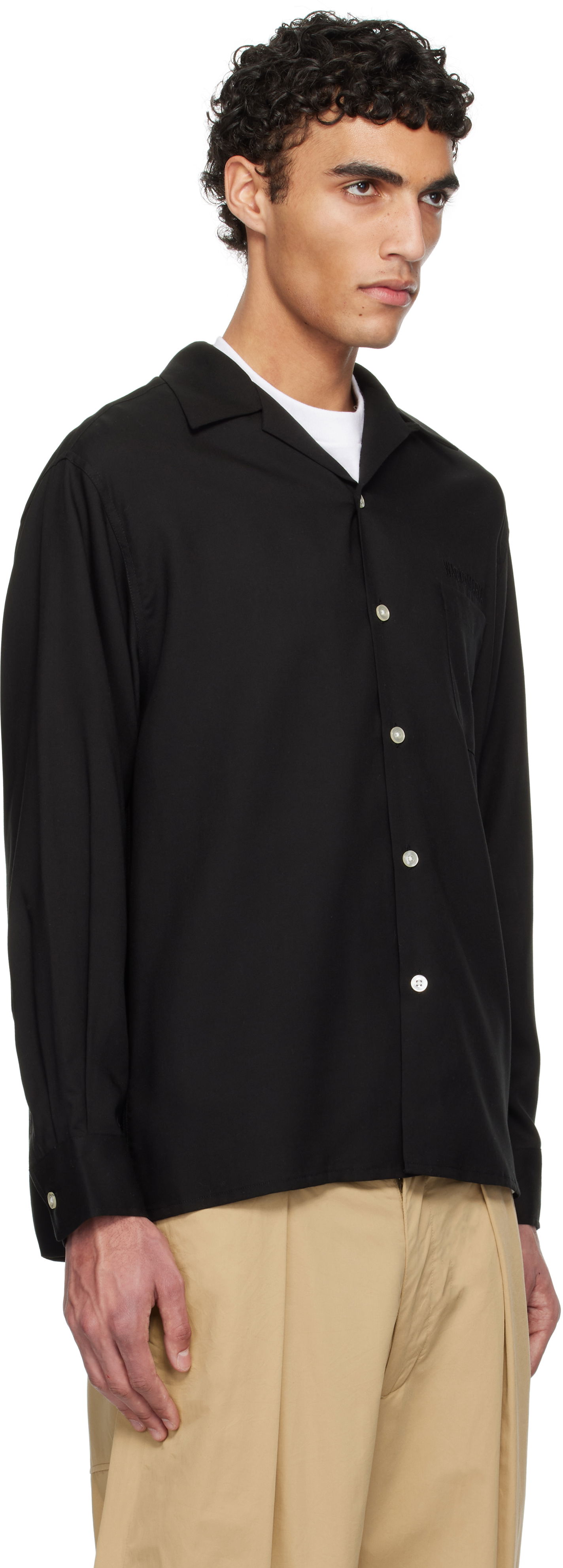 Skjorte WACKO MARIA WACKO MARIA 50's Open Collar Shirt Sort | 25SSE-WMS-OC02, 1