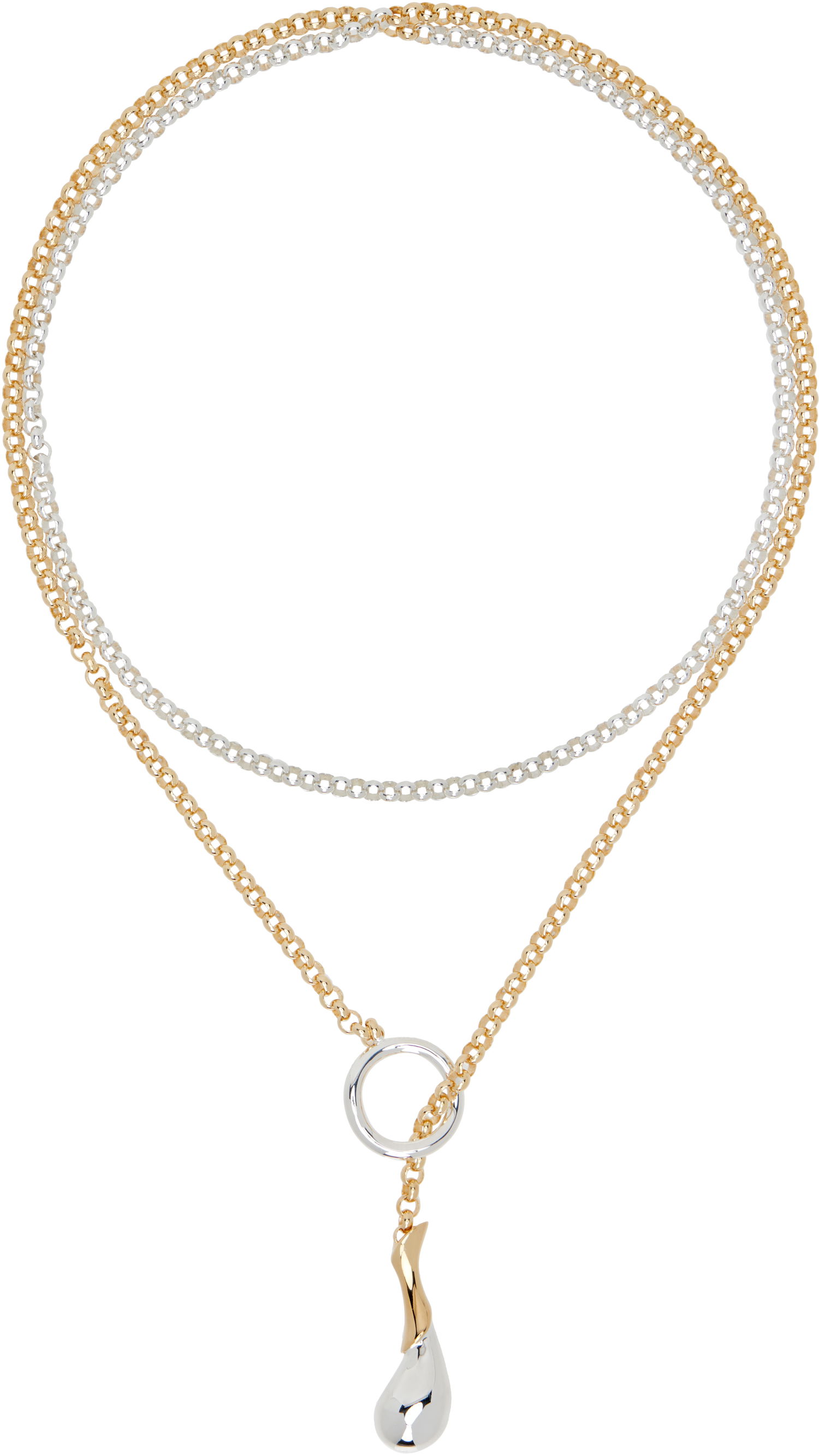 Halskæde Bottega Veneta Bottega Veneta Two-Tone Drop Chain Necklace Metalisk | 838143 V507D, 0