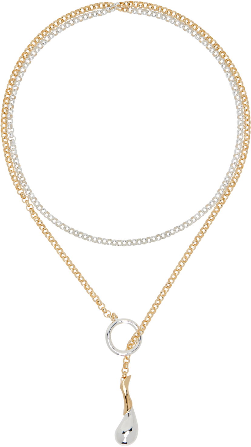 Halskæde Bottega Veneta Bottega Veneta Two-Tone Drop Chain Necklace Metalisk | 838143 V507D