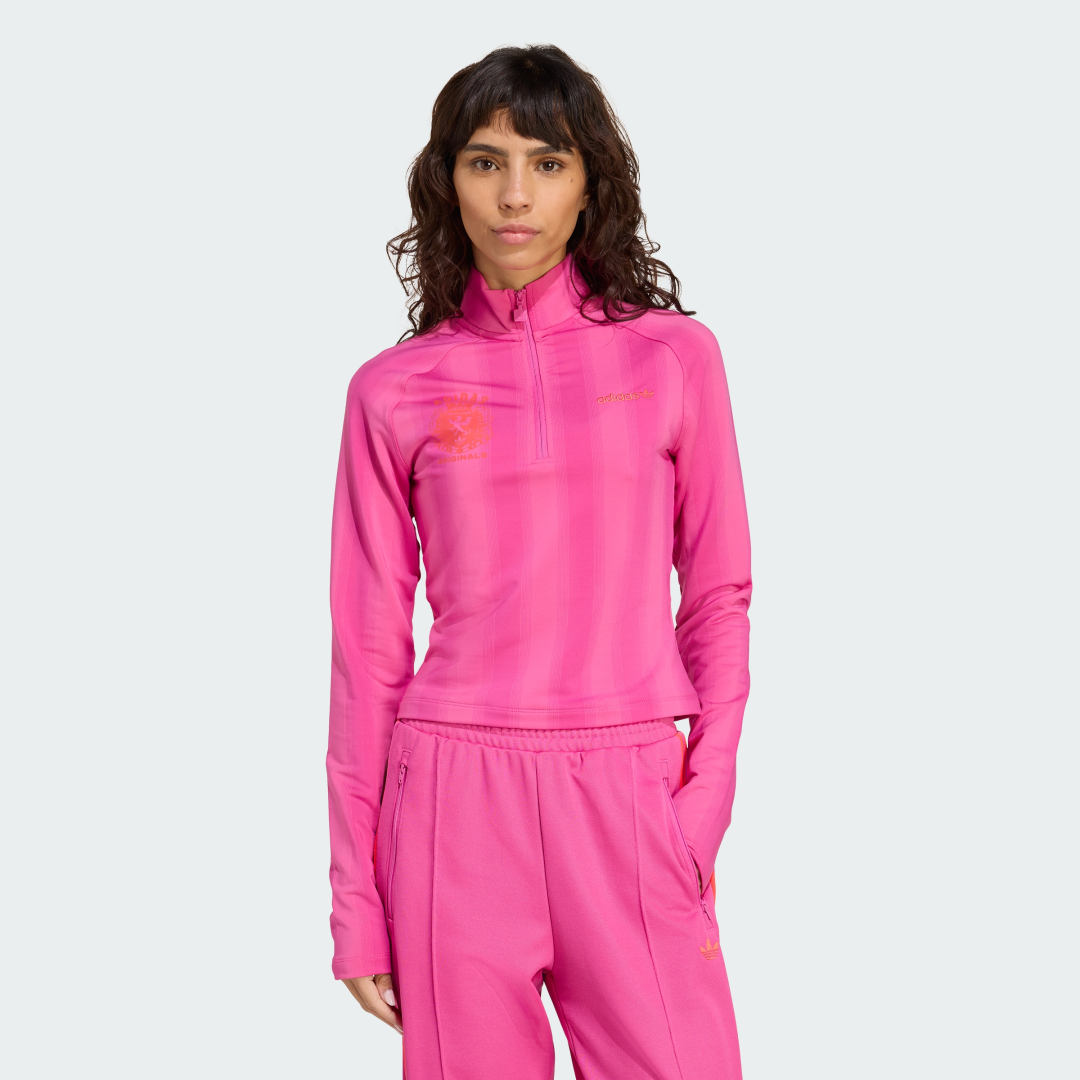 T-shirt adidas Performance Print Long Sleeve Half-Zip Top Lyserød | JW3638, 0