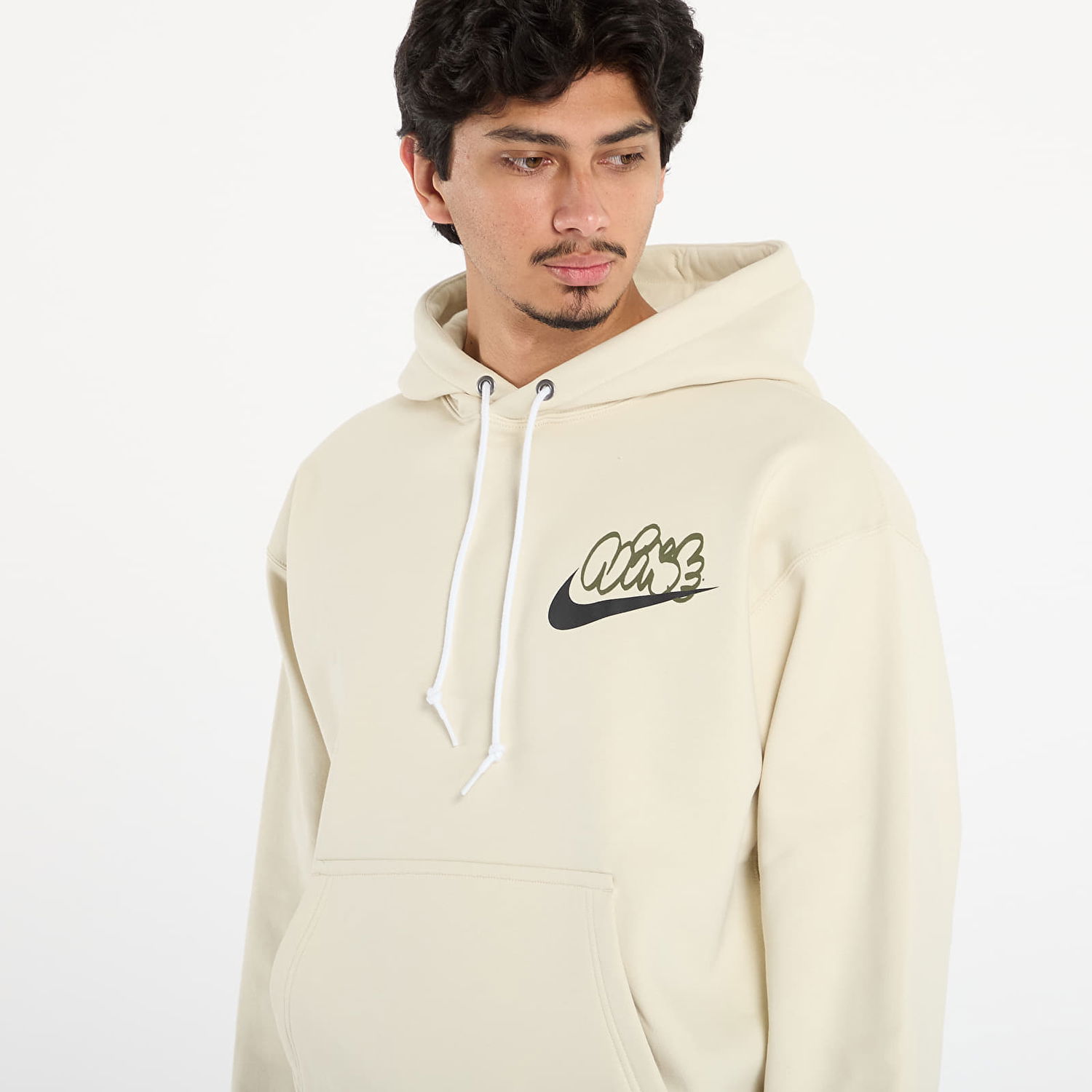 Sweatshirt Nike Solo Swoosh Fleece Hoodie Beige | IH4293-229, 1