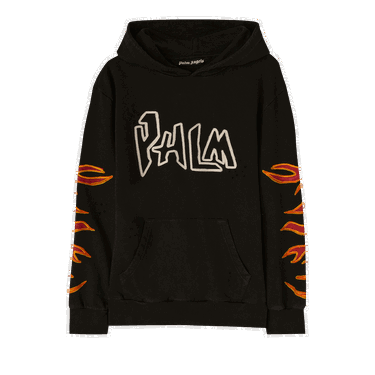 Sweatshirt Palm Angels Graffiti Flames Hoodie Sort | PMBB117F22FLE0021001, 0