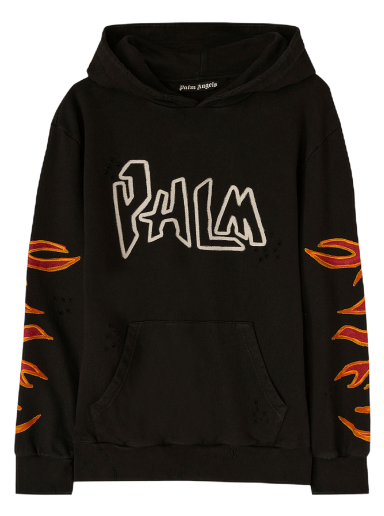 Sweatshirt Palm Angels Graffiti Flames Hoodie Sort | PMBB117F22FLE0021001