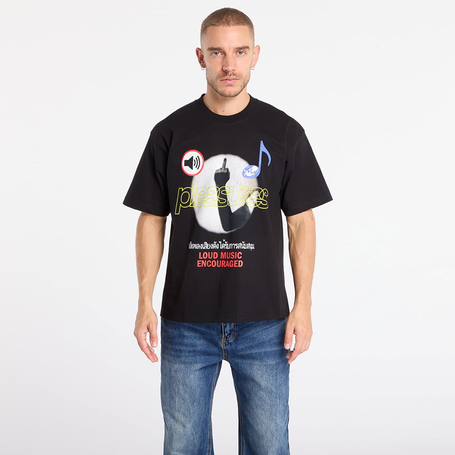 T-shirt Pleasures Loud Music T-shirt Sort | P25F008-BLACK, 0