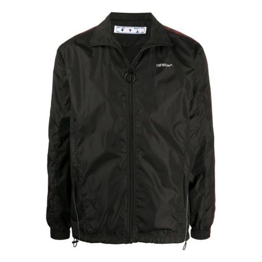 Vindjakke Off-White Logo Print Jacket Sort | OMEA233E20FAB0011001