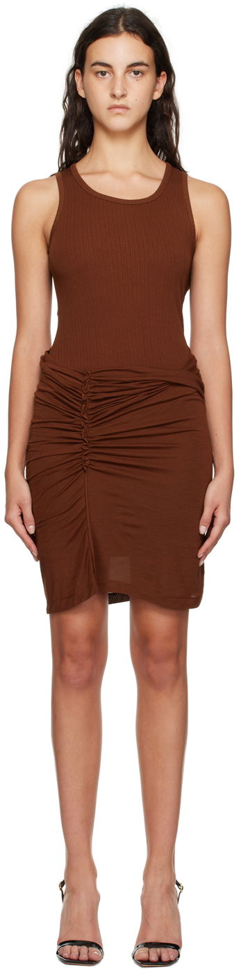 Kjole Helmut Lang Helmut Lang Ruched Mini Dress Brun | N06HW605, 0