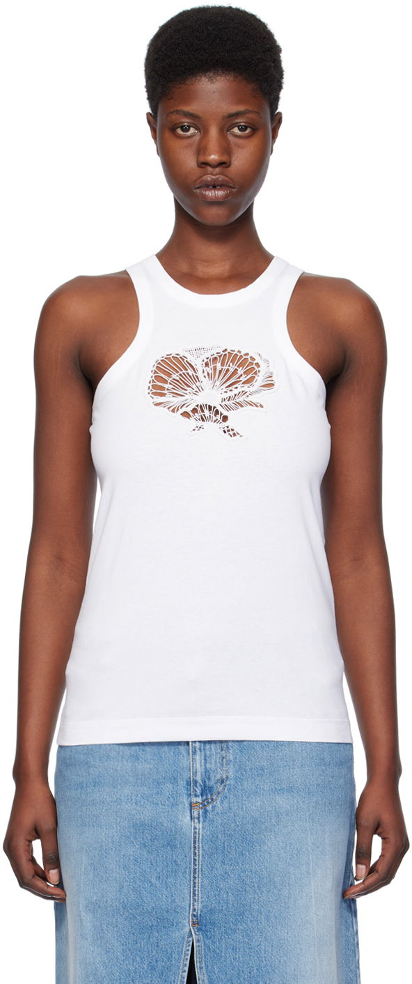 Tanktop Stella McCartney Stella McCartney Crochet Cutout Tank Top Hvid | 6J02783SPY59