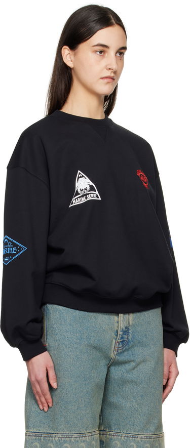 Sweatshirt Marine Serre Marine Serre Souvenir Fleece Oversized Sweatshirt Sort | UST022A CJER0078, 4